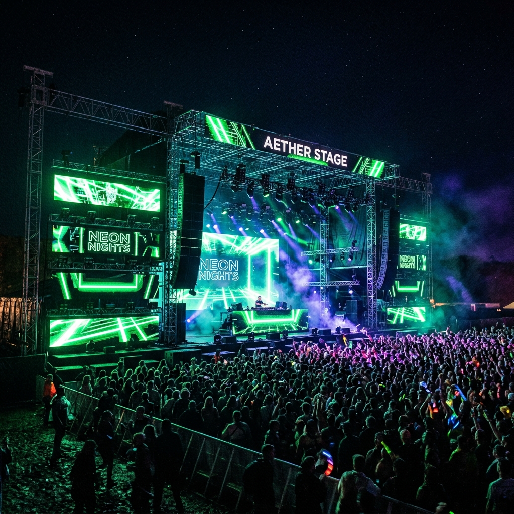 Escenario de festival con sistema de sonido XPANSION